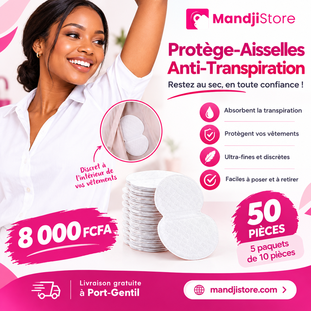 Patchs Anti-Transpiration pour Aisselles – 50 Pièces - Vue supplémentaire